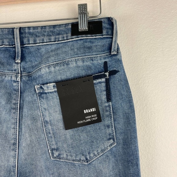 RtA Brand Brandi High Rise Kick Flare Crop Jeans Medium Blue Wash Womens 28 NEW - Picture 7 of 13